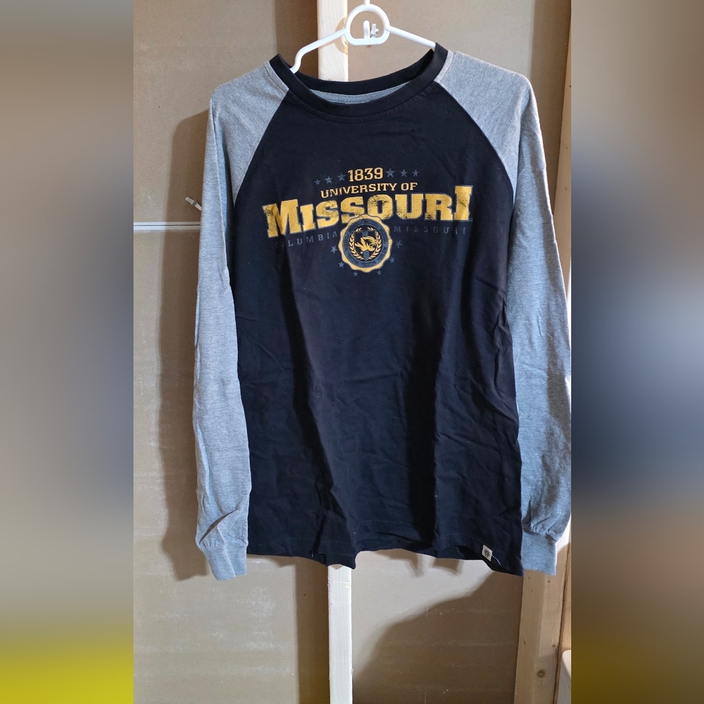 University of Missouri Men's Long Sleeve Shirt - Black and Gray Large
